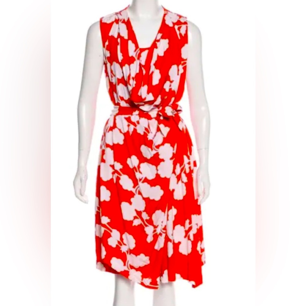 Diane Von Furstenberg Naira Red Floral Dress 2 4